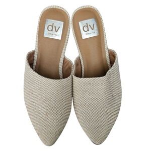 Dolce Vita DV Ianthe Fabric Slip On Mule Slides Natural Tan/Cream Size 7